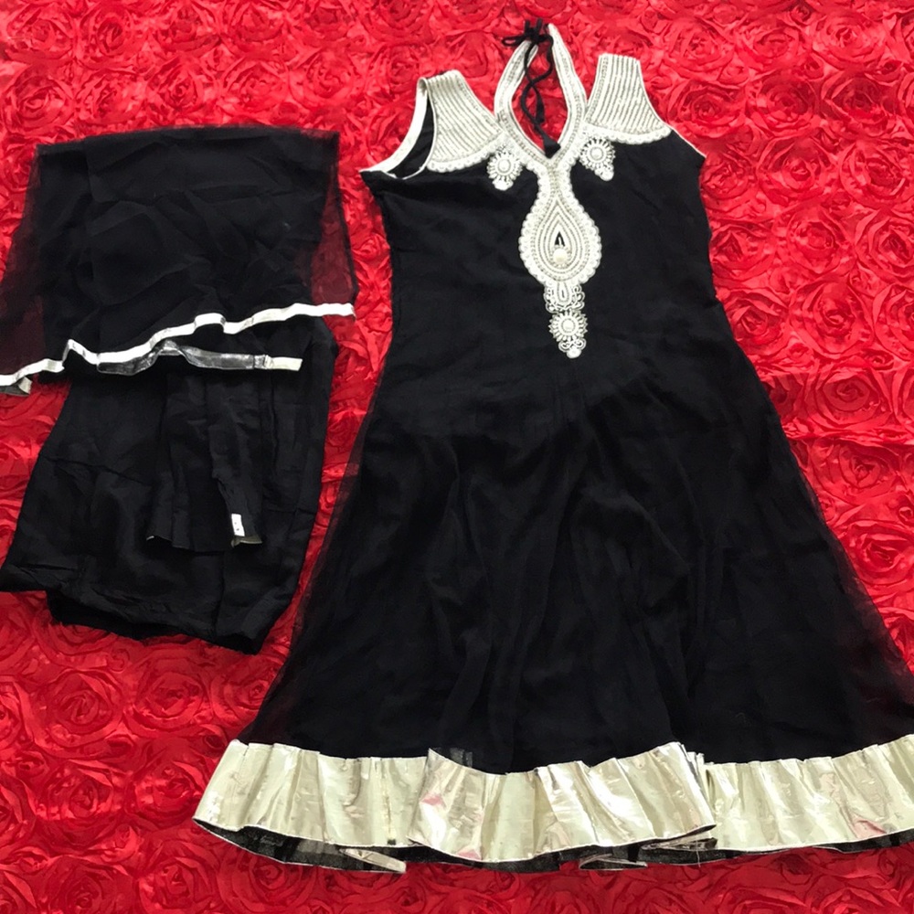 Salwar Kameez - Black & Pearl Punjabi Suit